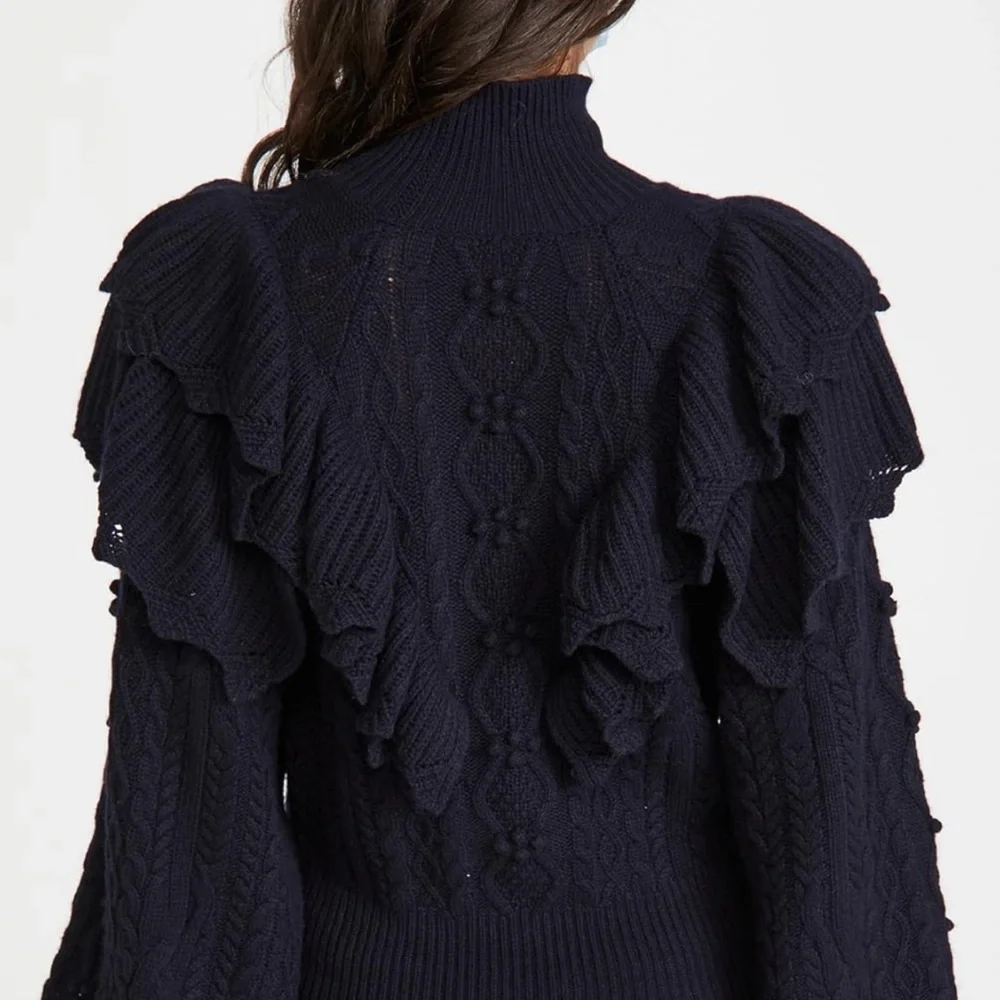 Autumn Cashmere Victorian Cable Knit Ruffled Sweatee - Picture 12 of 16